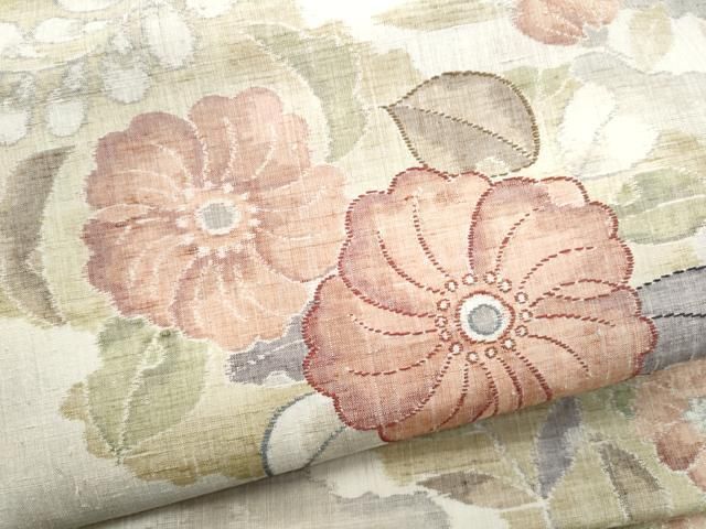 平和屋着物●ワンタッチつけ帯 紬地 舞花文 正絹 逸品 CABO1608hy