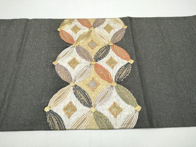 平和屋着物●西陣 まいづる謹製 太鼓柄袋帯 駒刺繍 七宝文 金銀糸 証紙付き 正絹 逸品 CABO1627hy