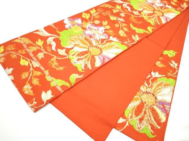 平和屋着物●六通柄 本袋帯 花唐草文 金糸 正絹 逸品 CABO1630hy