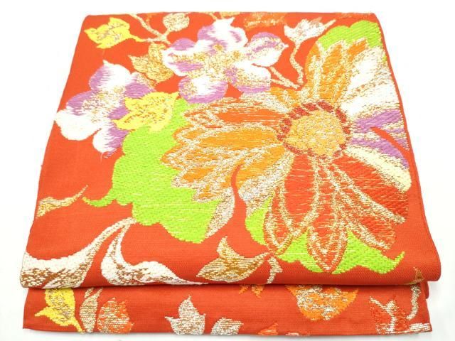 平和屋着物●六通柄 本袋帯 花唐草文 金糸 正絹 逸品 CABO1630hy