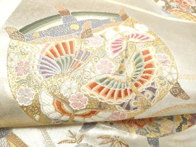 平和屋着物●西陣 長嶋成織物 ながしま帯 六通柄袋帯 匠の華 瀞銀錦 正絹 逸品 CABO1636hy