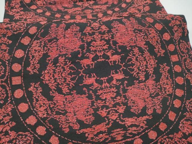 平和屋着物●六通柄 本袋帯 天平狩猟文 黒地 正絹 逸品 CABO1637hy