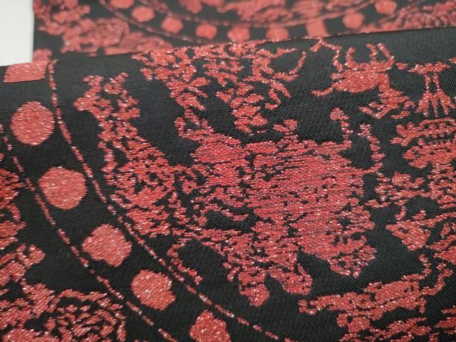 平和屋着物●六通柄 本袋帯 天平狩猟文 黒地 正絹 逸品 CABO1637hy