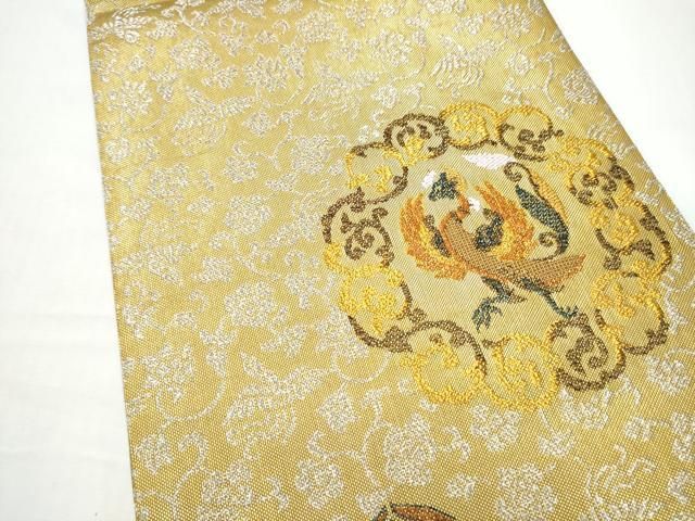 平和屋着物●六通柄袋帯 宮廷貝紫 鳳凰唐草文 金銀糸 正絹 逸品 CABO1640hy