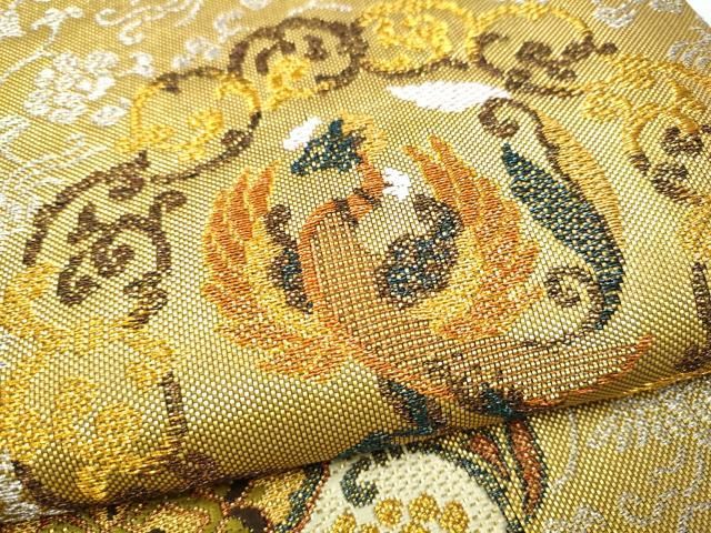 平和屋着物●六通柄袋帯 宮廷貝紫 鳳凰唐草文 金銀糸 正絹 逸品 CABO1640hy