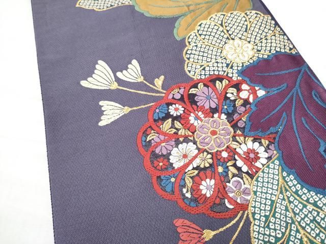 平和屋着物●六通柄袋帯 唐織 草花文 金糸 正絹 逸品 CABO1650hy