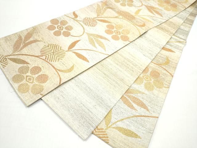 平和屋着物●六通柄袋帯 花唐草文 金糸 正絹 逸品 CABO1651hy