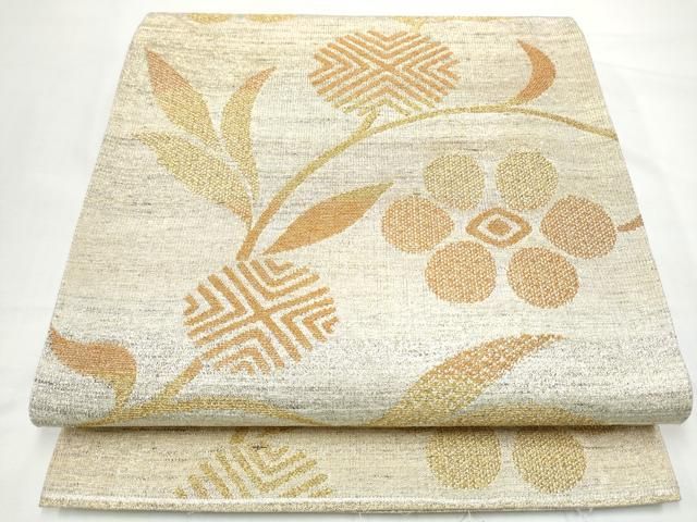 平和屋着物●六通柄袋帯 花唐草文 金糸 正絹 逸品 CABO1651hy