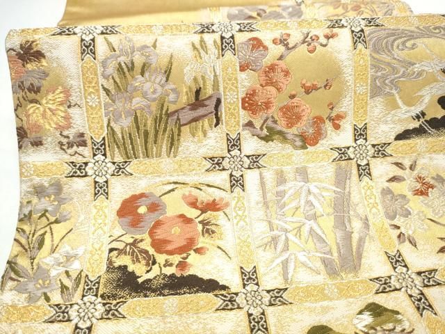 平和屋着物●西陣の名門 加納幸謹製 六通柄袋帯 飛鶴松竹梅 金銀糸 正絹 逸品 未使用 CABO1658hy
