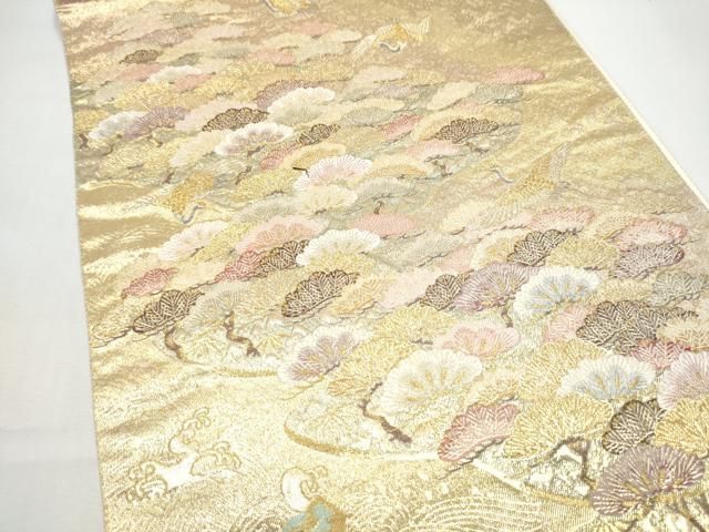 平和屋着物●西陣 長嶋成織物 ながしま帯 六通柄袋帯 松寿瑞祥文 金糸 正絹 逸品 CABO1661hy