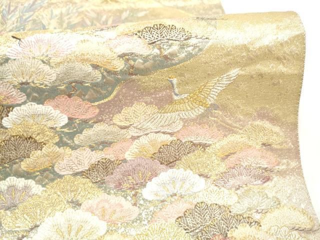 平和屋着物●西陣 長嶋成織物 ながしま帯 六通柄袋帯 松寿瑞祥文 金糸 正絹 逸品 CABO1661hy