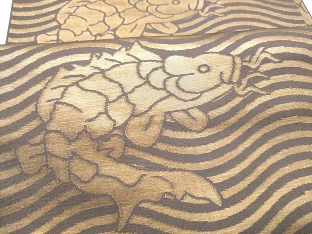 平和屋着物●織物一筋名門 織悦 全通柄 本袋帯 荒磯 金糸 正絹 逸品 CABO1666hy
