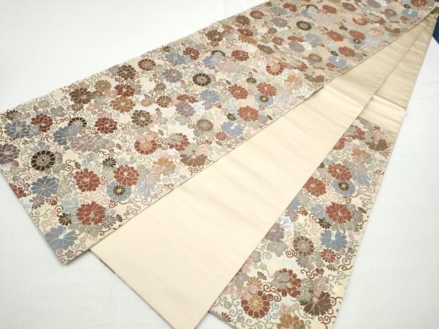 平和屋着物●青々庵 六通柄袋帯 唐織 花唐草文 金糸 正絹 逸品 CABO1670hy