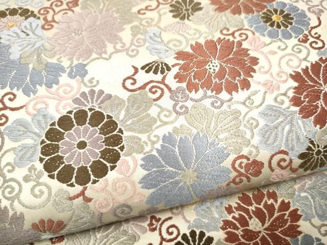 平和屋着物●青々庵 六通柄袋帯 唐織 花唐草文 金糸 正絹 逸品 CABO1670hy