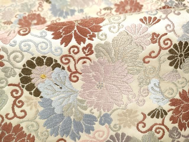 平和屋着物●青々庵 六通柄袋帯 唐織 花唐草文 金糸 正絹 逸品 CABO1670hy