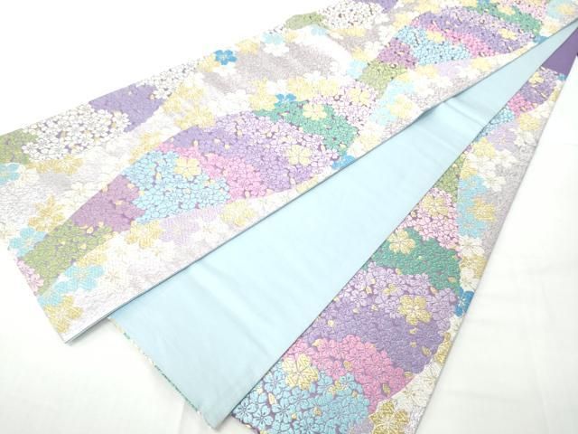 平和屋着物●六通柄袋帯 舞桜文 金銀糸 正絹 逸品 CABO1673hy