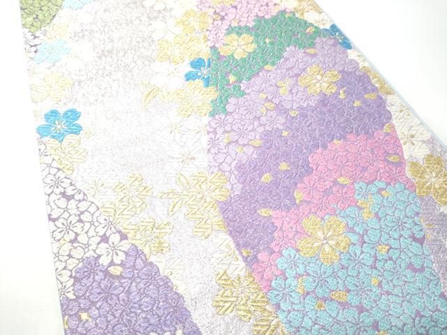 平和屋着物●六通柄袋帯 舞桜文 金銀糸 正絹 逸品 CABO1673hy