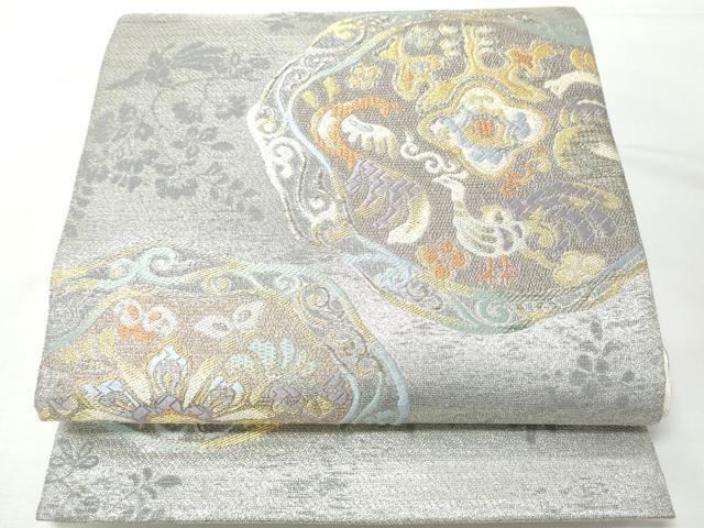 平和屋着物●六通柄袋帯 花鳥文 金銀糸 正絹 逸品 CABO1679hy