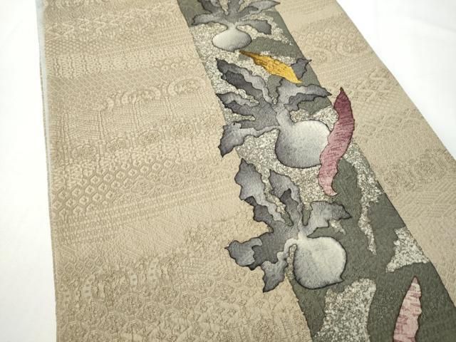 平和屋着物●太鼓柄袋帯 ろうけつ染 成物 正絹 逸品 CABO1682hy