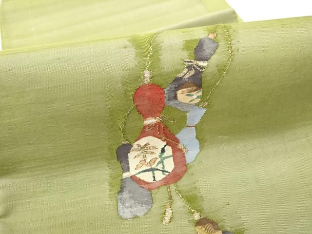 平和屋着物●太鼓柄袋帯 すくい織 瓢箪 正絹 逸品 未使用 CABO1685hy