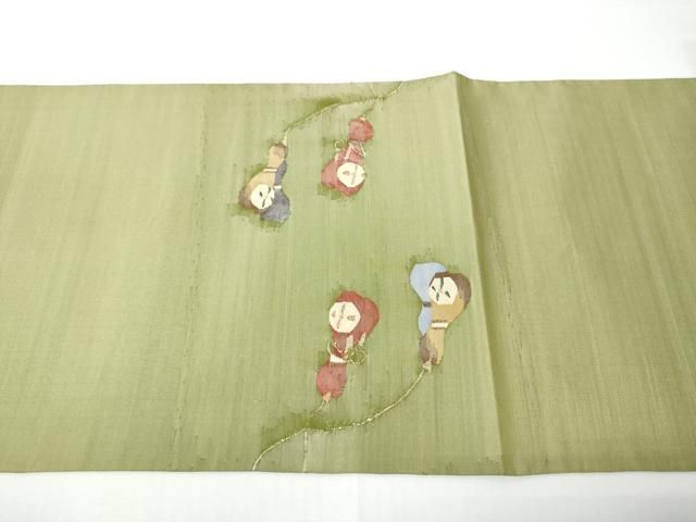 平和屋着物●太鼓柄袋帯 すくい織 瓢箪 正絹 逸品 未使用 CABO1685hy