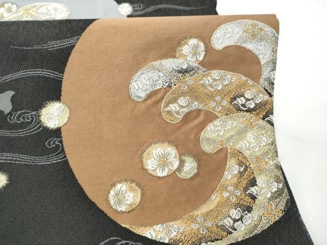 平和屋着物●両面 六通柄袋帯 流水千鳥文 金糸 正絹 逸品 CABO1687hy
