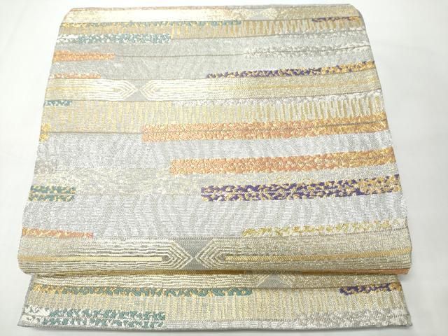 平和屋着物●六通柄袋帯 霞文 金銀糸 正絹 逸品 CABO1689hy