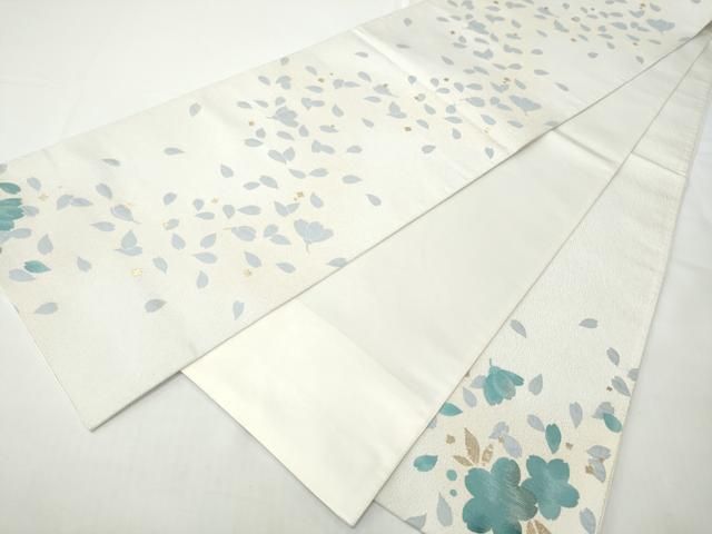 平和屋着物●六通柄袋帯 舞桜文 金通し地 正絹 逸品 CABO1691hy