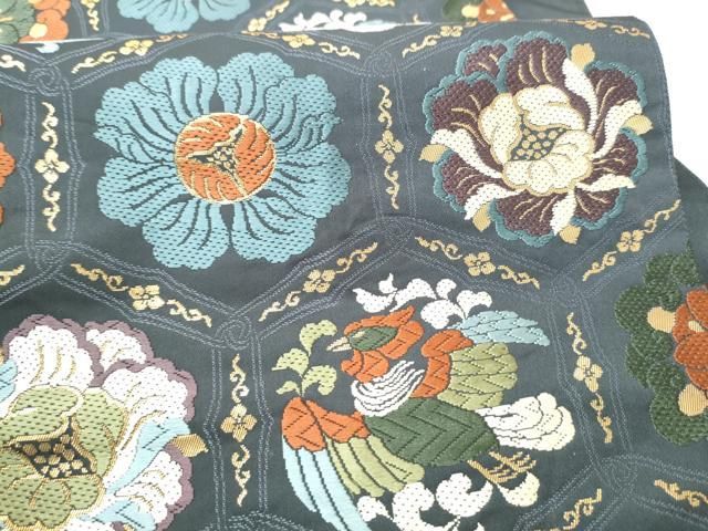 平和屋着物●六通柄袋帯 錦繍唐織 亀甲鳳凰花文 金糸 正絹 逸品 CABO1696hy
