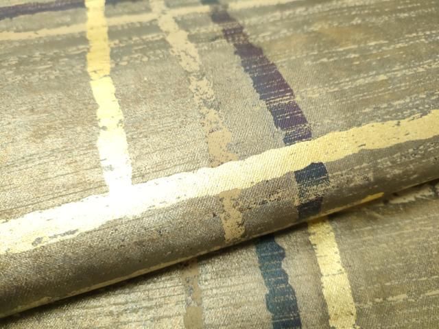 平和屋着物●両面 全通柄袋帯 格子柄 金彩 正絹 逸品 CABO1697hy
