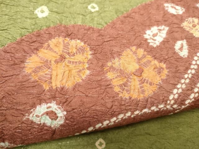平和屋着物●太鼓柄袋帯 絞り 舞花文 銀通し地 正絹 逸品 CABO1701hy