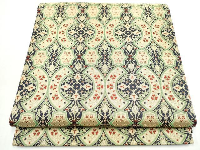 平和屋着物●龍村晋謹製 全通柄袋帯 花唐草文 金糸 正絹 逸品 CABO1720hy