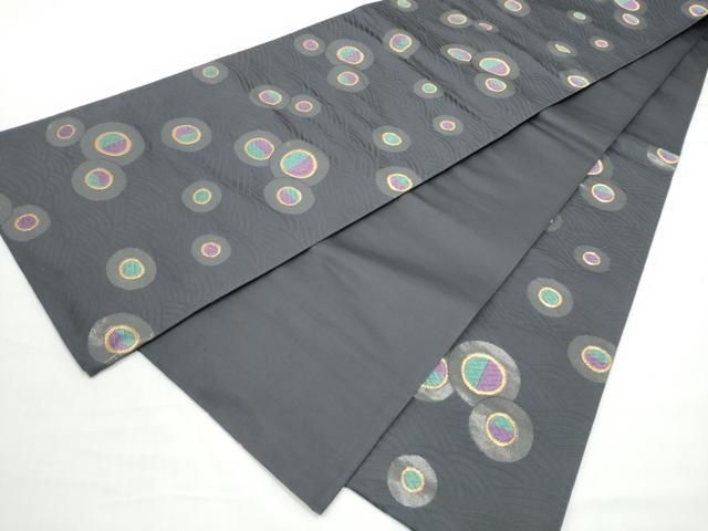 平和屋着物●ファッションデザイナー 花井幸子 六通柄袋帯 丸文 金糸 正絹 逸品 CABO1724hy