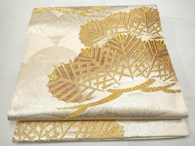 平和屋着物●西陣 川島織物 六通柄 本袋帯 松 金銀糸 正絹 逸品 CABO1732hy