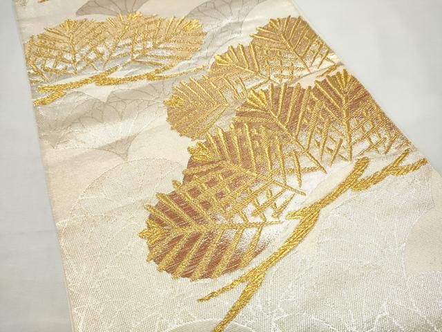 平和屋着物●西陣 川島織物 六通柄 本袋帯 松 金銀糸 正絹 逸品 CABO1732hy