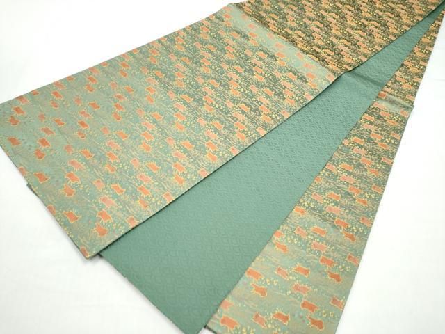 平和屋着物●全通柄袋帯 千鳥 金糸 正絹 逸品 CABO1743hy