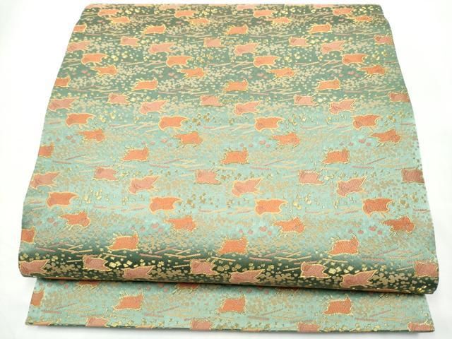 平和屋着物●全通柄袋帯 千鳥 金糸 正絹 逸品 CABO1743hy