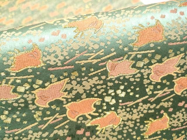 平和屋着物●全通柄袋帯 千鳥 金糸 正絹 逸品 CABO1743hy