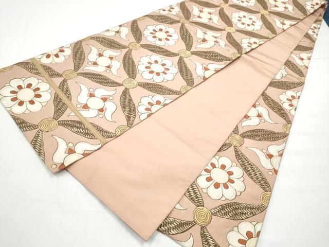 平和屋着物●洛風林 工芸帯地 全通柄袋帯 七宝花文 金糸 正絹 逸品 CABO1820hy