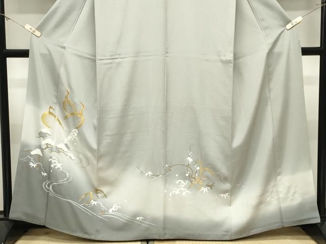 平和屋着物●色留訪問着 駒刺繍 鶴亀 松竹梅文 暈し染め 金銀彩 正絹 逸品 CABO2452gh