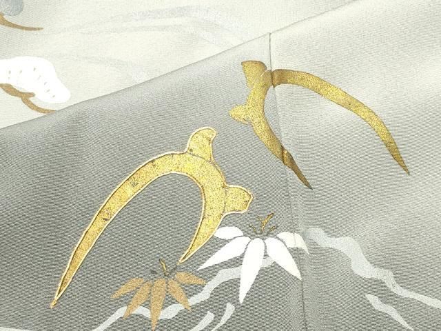 平和屋着物●色留訪問着 駒刺繍 鶴亀 松竹梅文 暈し染め 金銀彩 正絹 逸品 CABO2452gh