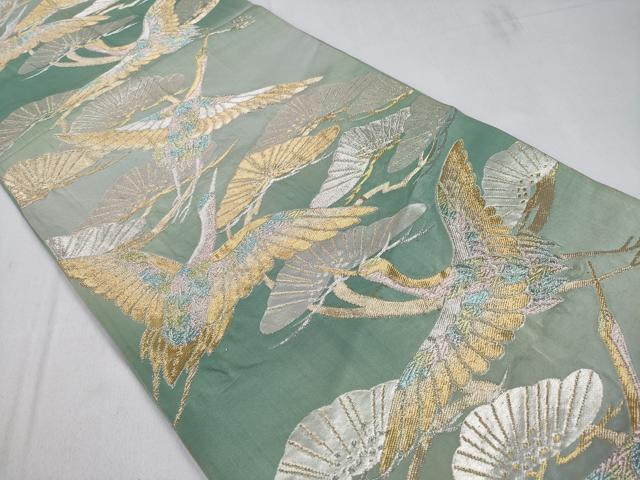 平和屋着物◎六通柄袋帯 飛鶴松文 金銀糸 正絹 逸品 CABD1741ha