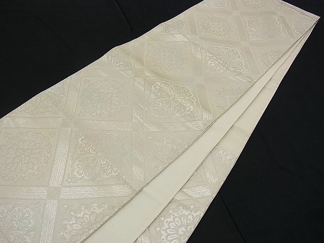 平和屋着物■六通柄袋帯 菱天井花文 銀糸 逸品 n-ck1037