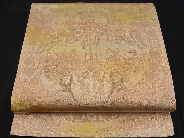 平和屋着物■六通柄袋帯 狩猟丸文 金糸 逸品 n-ck1095
