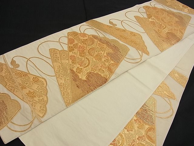 平和屋着物■六通柄袋帯 桧扇吉祥花文 金糸 逸品 n-ck1207