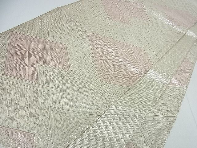 平和屋着物■佐賀錦 全通柄袋帯 菱文 銀糸 逸品 cm2442