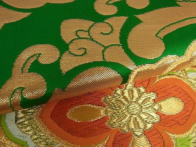 平和屋着物■六通柄袋帯 正倉院花文 金糸 逸品 cm2568