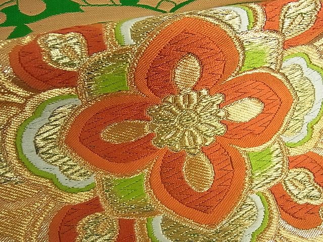 平和屋着物■六通柄袋帯 正倉院花文 金糸 逸品 cm2568