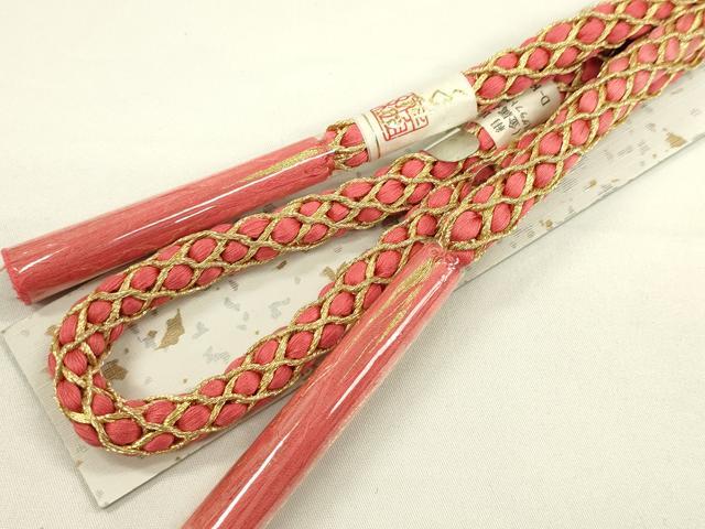 平和屋本店●和装小物 帯締め・帯揚げセット 振袖 舞蝶文 金通し 丸組 逸品 未使用 CXAA0343s5