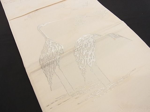 平和屋着物■西陣 六通柄袋帯 鳳凰 鶴 銀糸 正絹 逸品 B-cy4081
